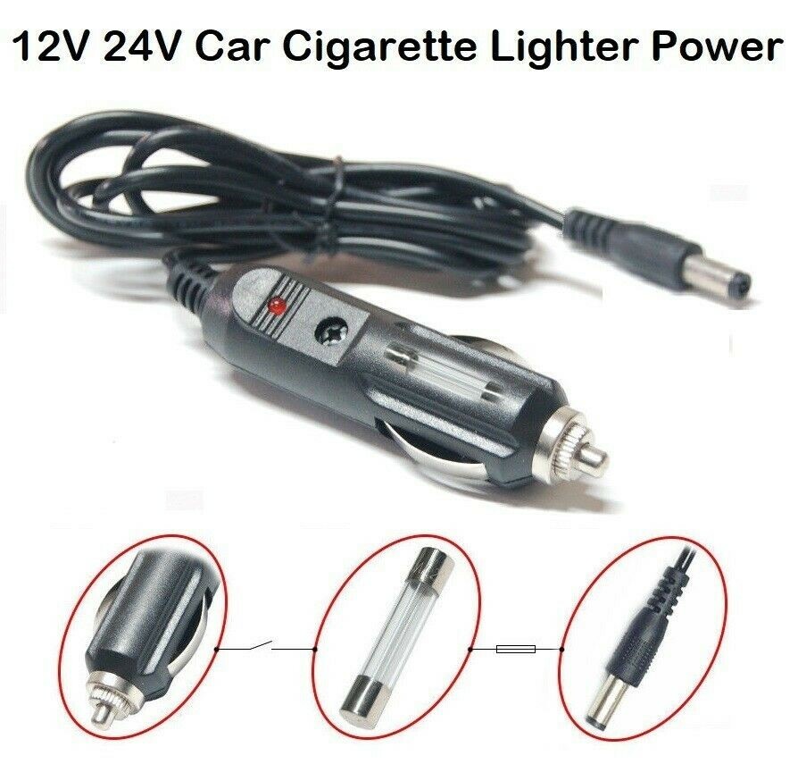 12V 24V Car Cigarette Lighter Power Charger to DC Power Plug 5.5x2.1mm Converter