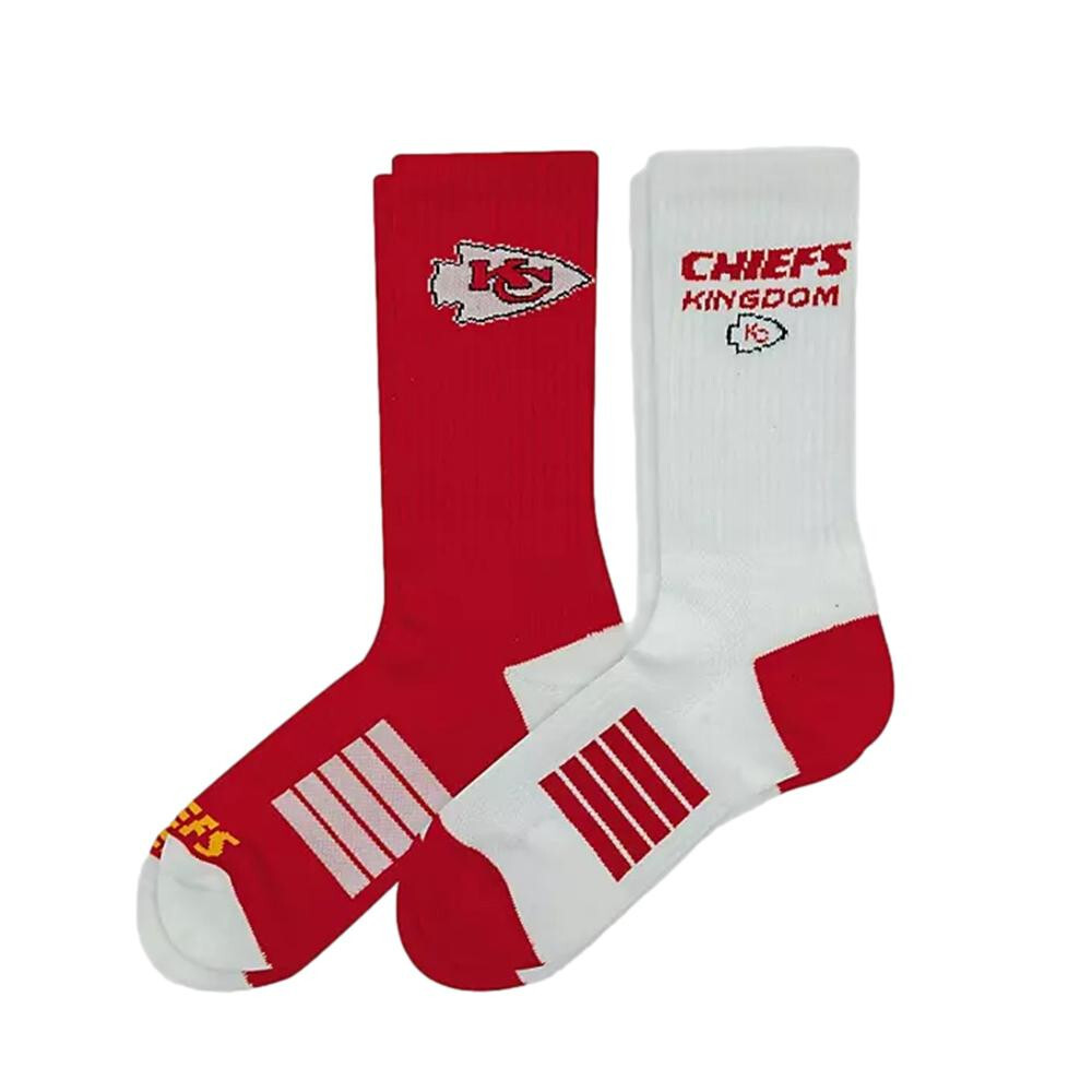Strideline KC 2 Pk M/L CHIEFS KINGDOM Kansas City Socks Red White Sport Team NEW