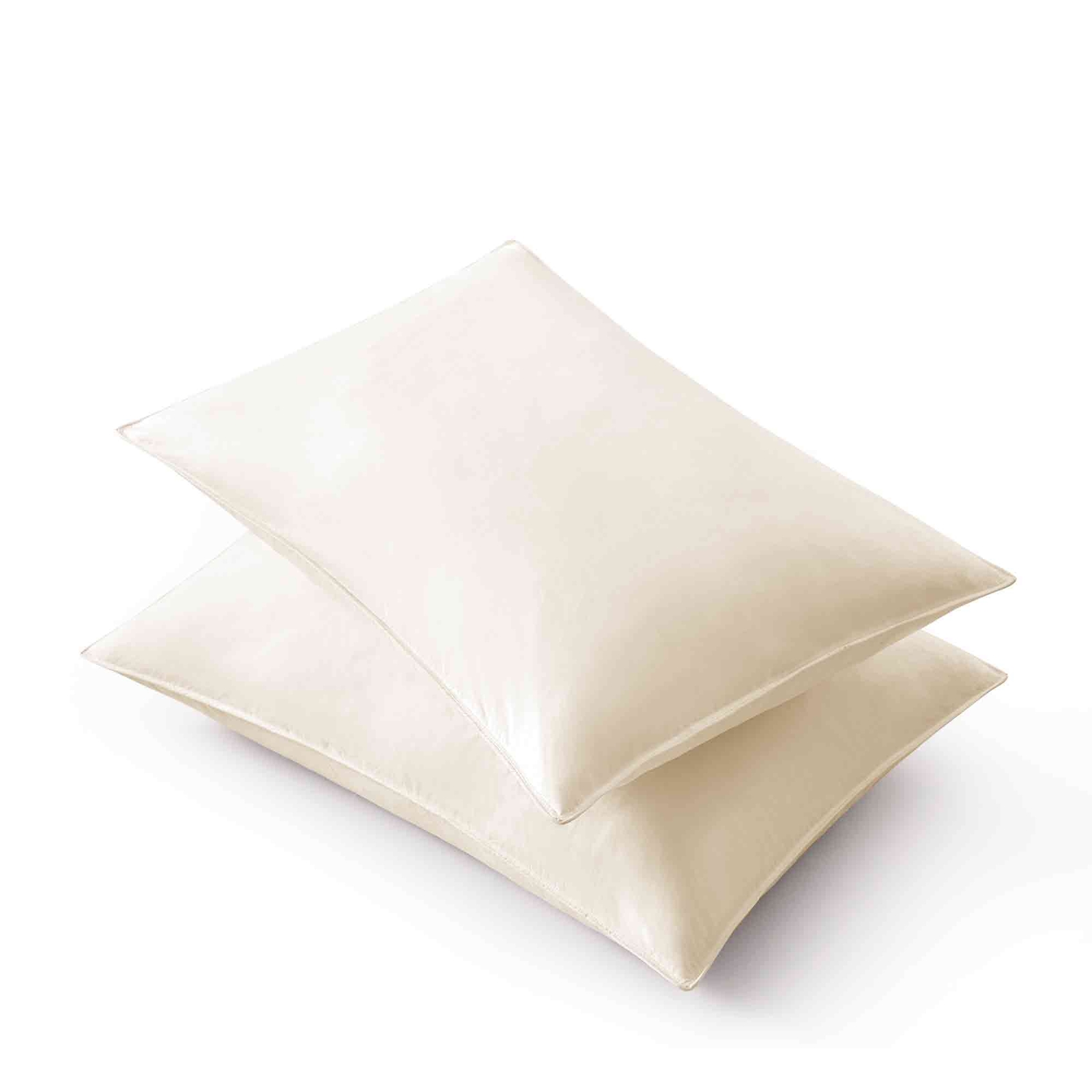 2 Pack Goose Down Feather Bed Pillows King or Queen, 100% Organic Cotton Shell