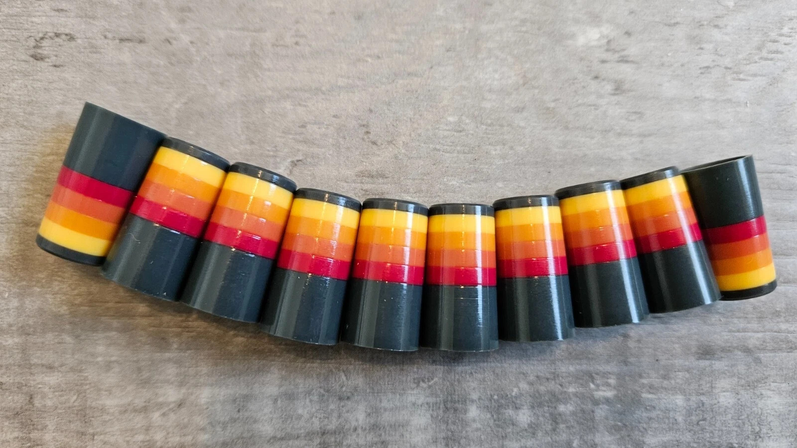 (10) Custom Golf Iron Ferrules Sunset, Gray Red Orange Yellow - Pick Diameter