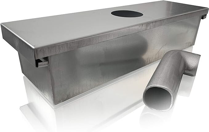 Grease Box for Restaurant Canopy Hood Exhaust Fan (Includes Down Spout)