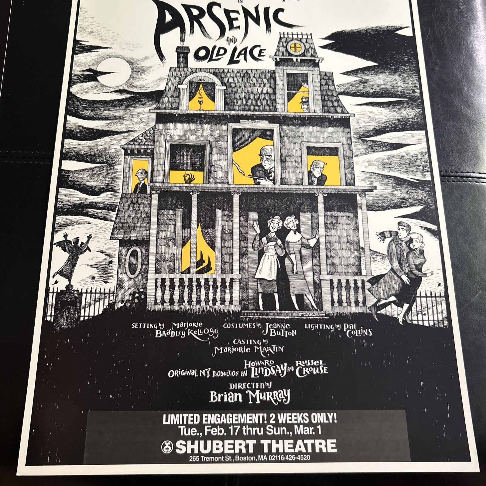 Theatre Window Card Poster Arsenic And Old Lace Shubert Theatre Boston