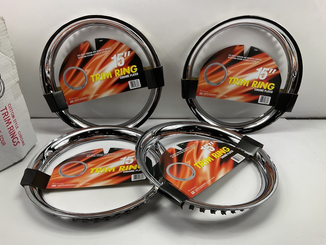 4 NEW 15" CHROME PLATED Steel Wheel Trim Rings Beauty Rims - SET OF 4 PCS 48889