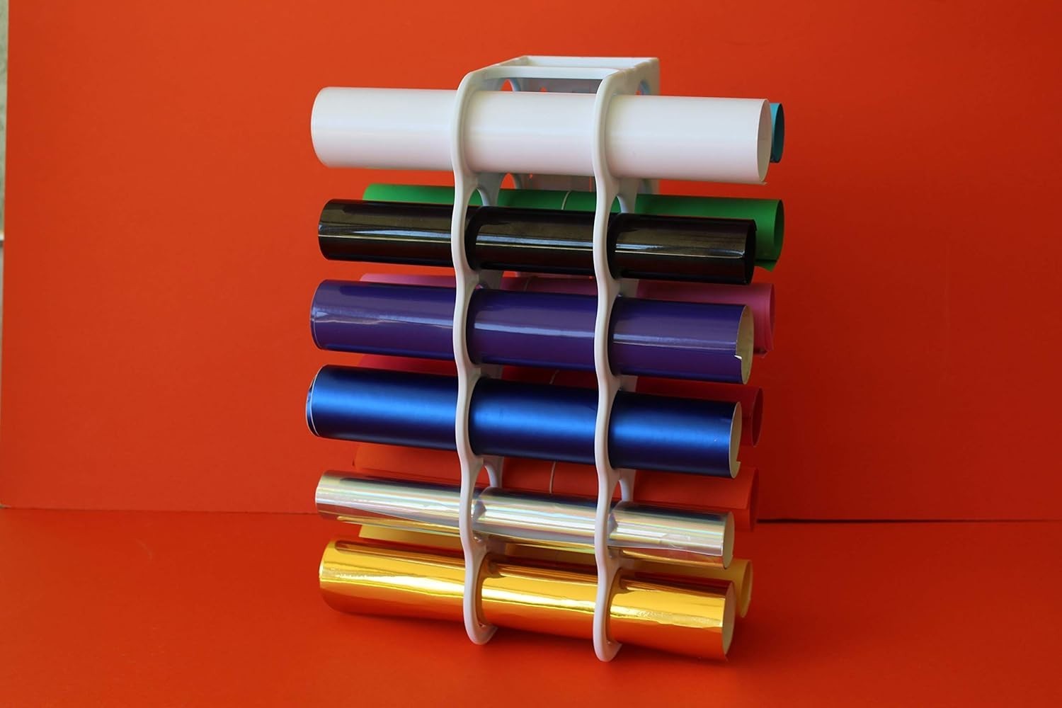 ArtBin 6864AS Vinyl Storage Rack, Stores 12 Vinyl Rolls, White