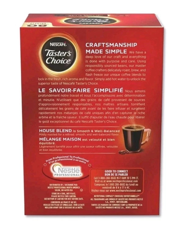 Nescafe 15782 Taster's Choice Stick Pack - House Blend (80/Box)