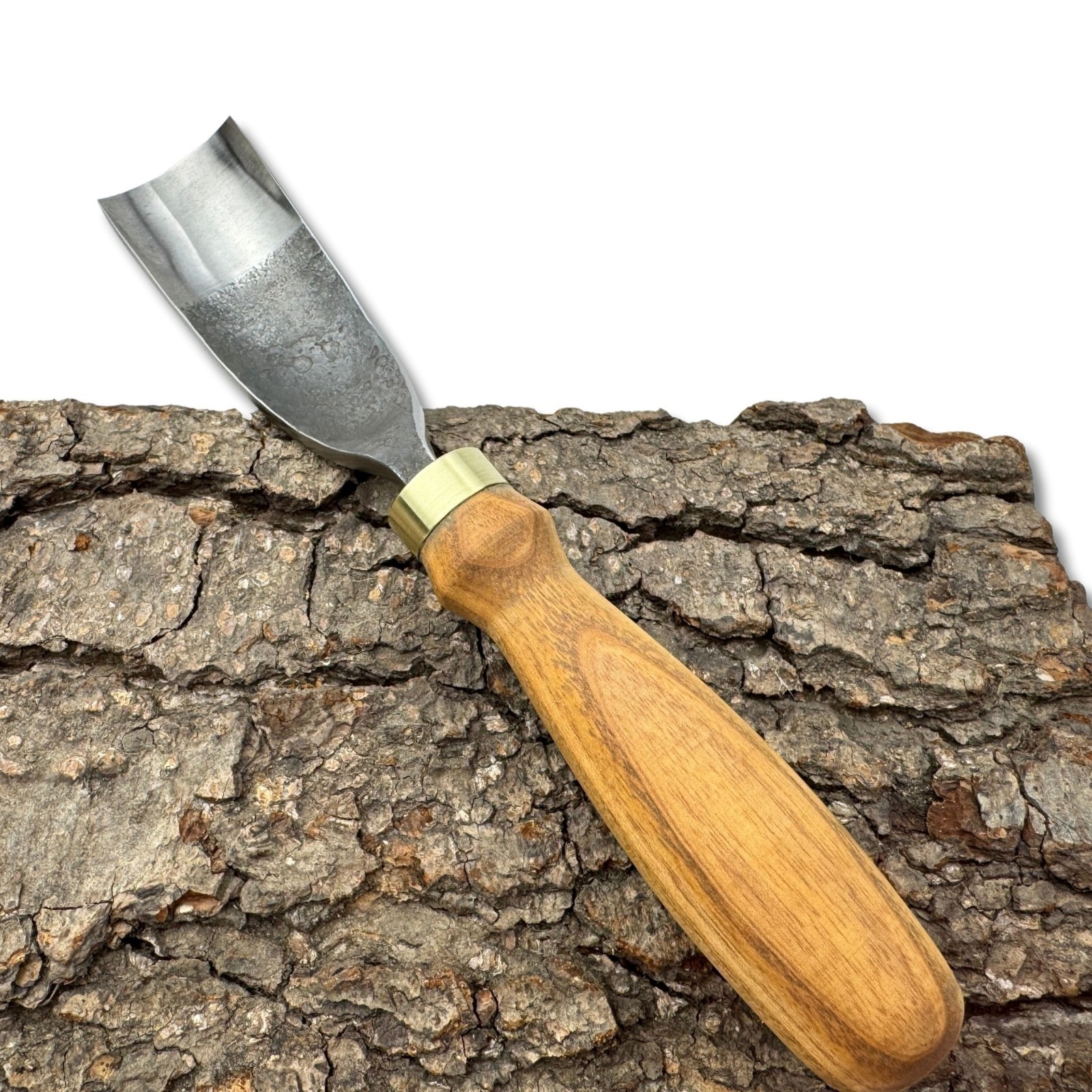 Bent Gouge – 52100 Steel Blade, Ash Handle, Custom Size, Spoon & Bowl Carving