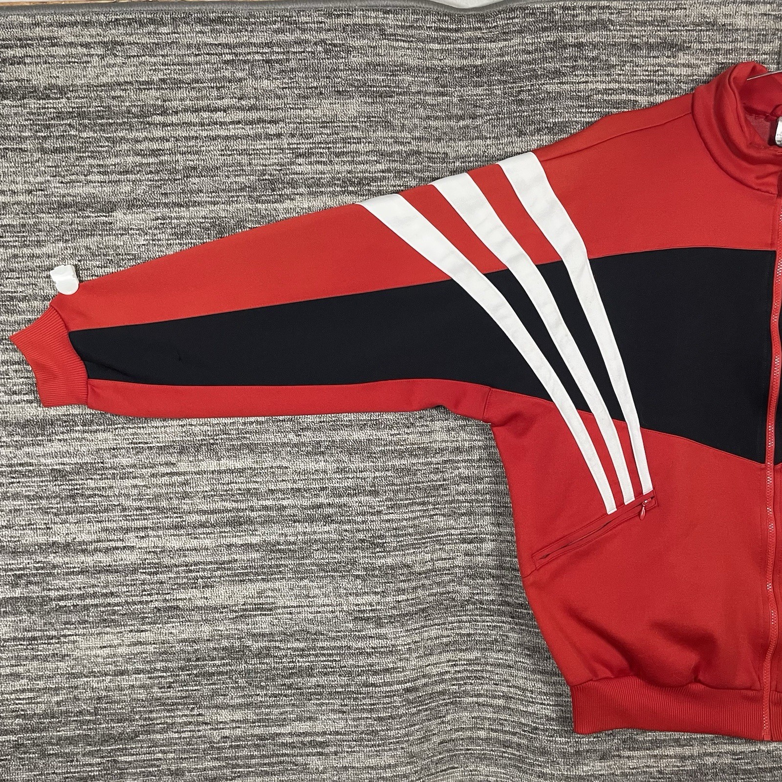 Vintage Adidas Red & Black Track Jacket White Striped Size XL (See Measurements)