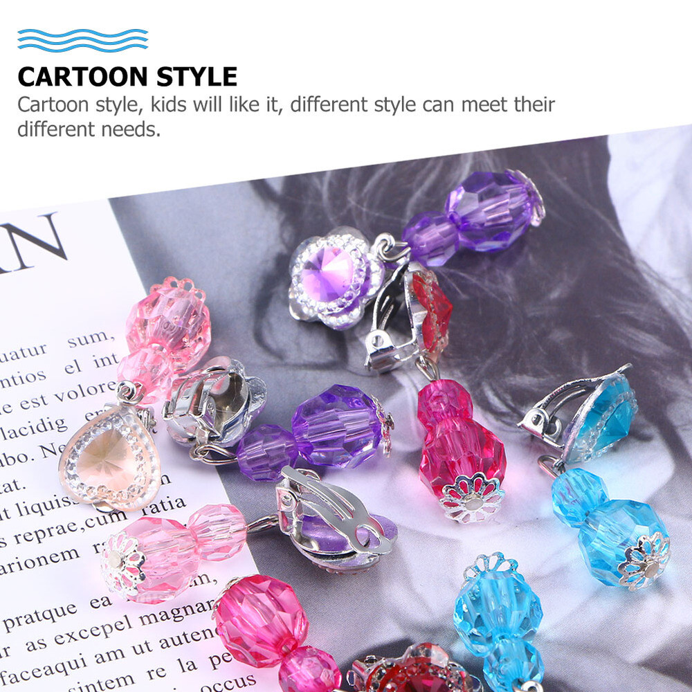 8 Pairs Girl Jewelry Toy Clip On Earrings for Girls Girls Birthday Party Favor
