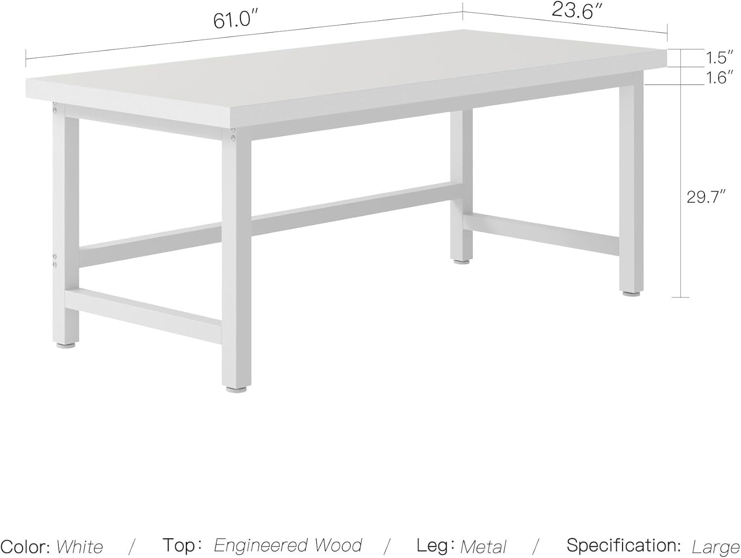 YOWOS Steelstride Ergonomic Desk, Engineered Wood Worktop, Multi Sizes & Colors