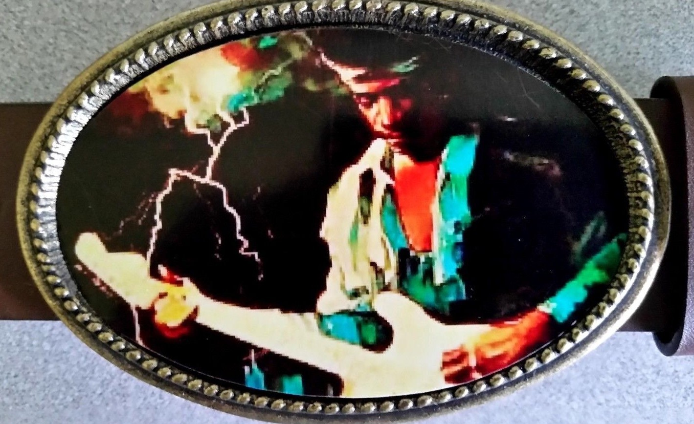 Jimi Hendrix Epoxy Belt Buckle ( 1976 Photo) Rock Collectible