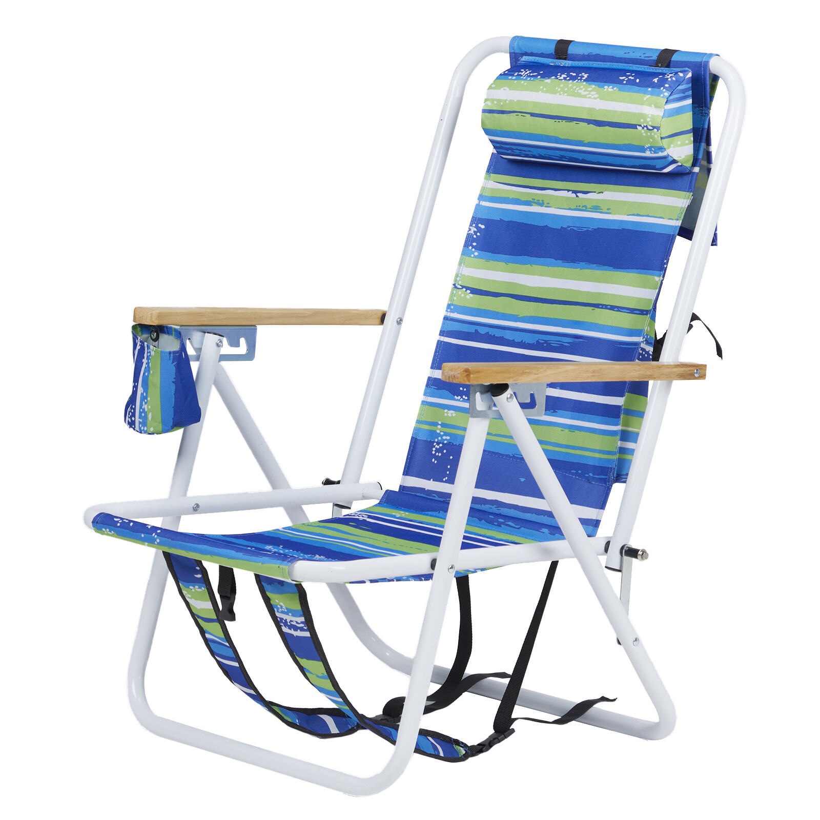 New 2 Pack Folding Beach Chair for Adults,4 Position Portable Backpack Blue