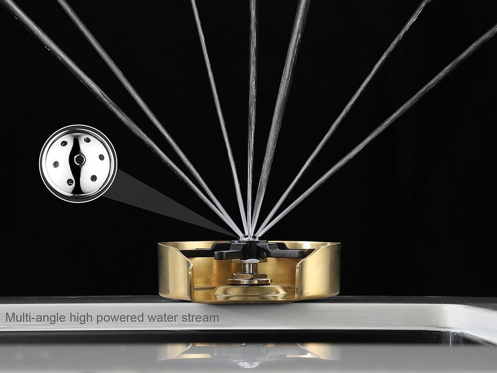 AguaStella ASR01BG Brushed Gold Stainless Steel Glass Rinser Cleaner