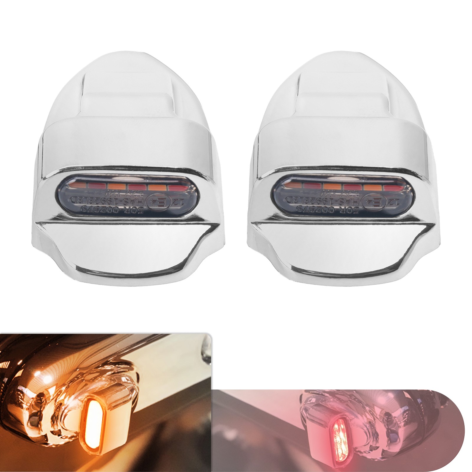 Chrome Rear Fender Strut Turn Signals LED Light For Harley Softail FXSTB 2000-25