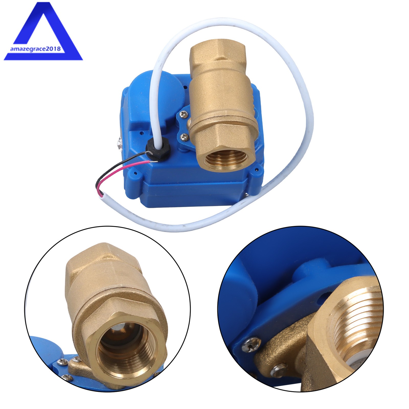 1/2" Brass Motorized Ball Valve, Full Port, 9-24V AC/DC, 2 Wire Auto Return