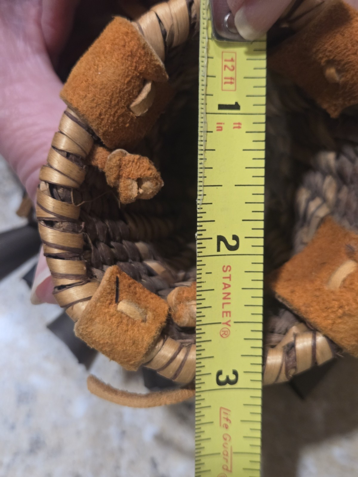 Vintage Miniature Native American Apache Burden Basket with Tipped Tassels