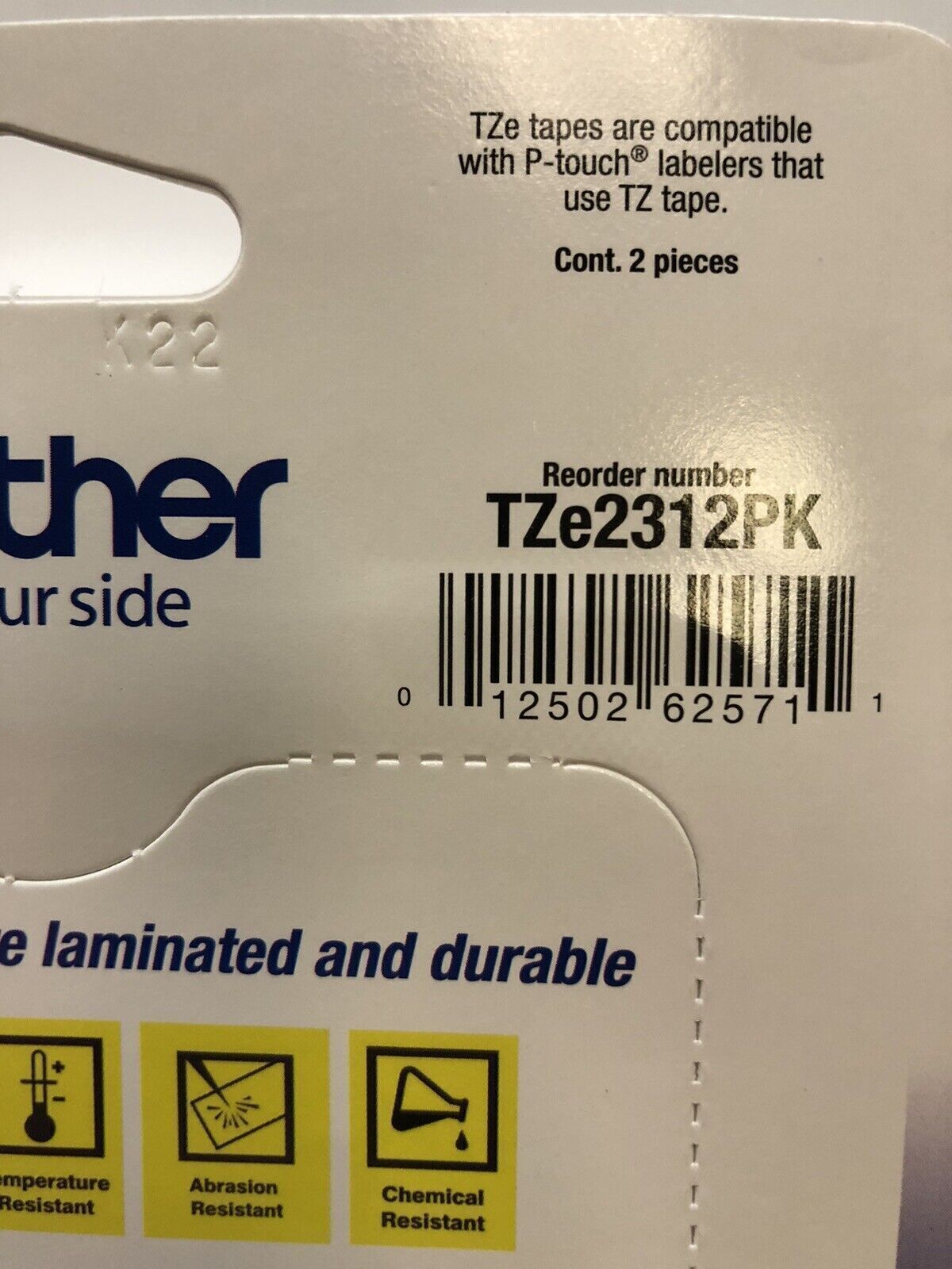 2 Pack Brother Genuine P-Touch, TZe-231 Tape TZE2312PK Black Print White Tape US