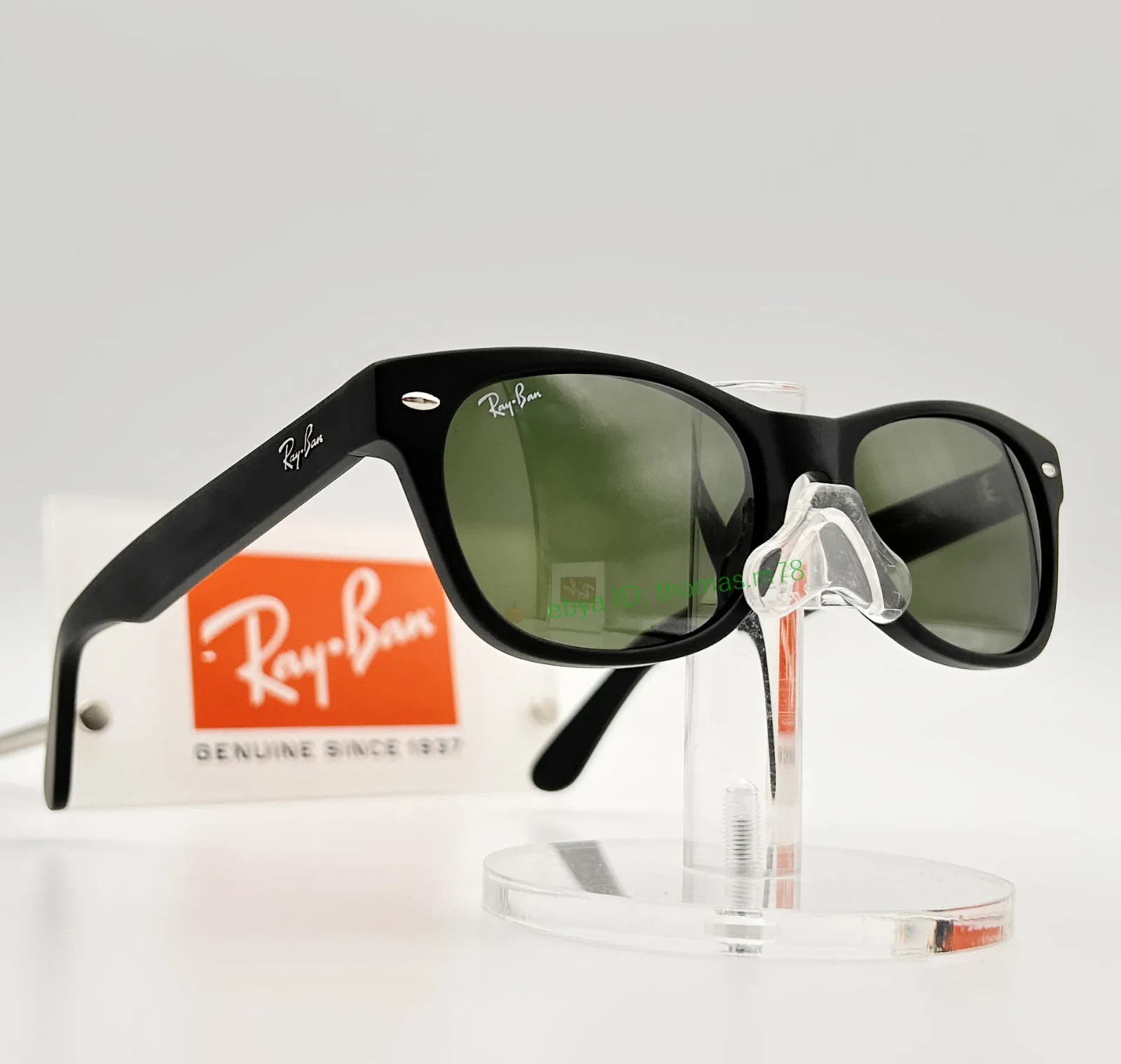 Ray-Ban New Wayfarer RB2132 Sunglasses 55mm Matte Black Frame G-15 Green Lens