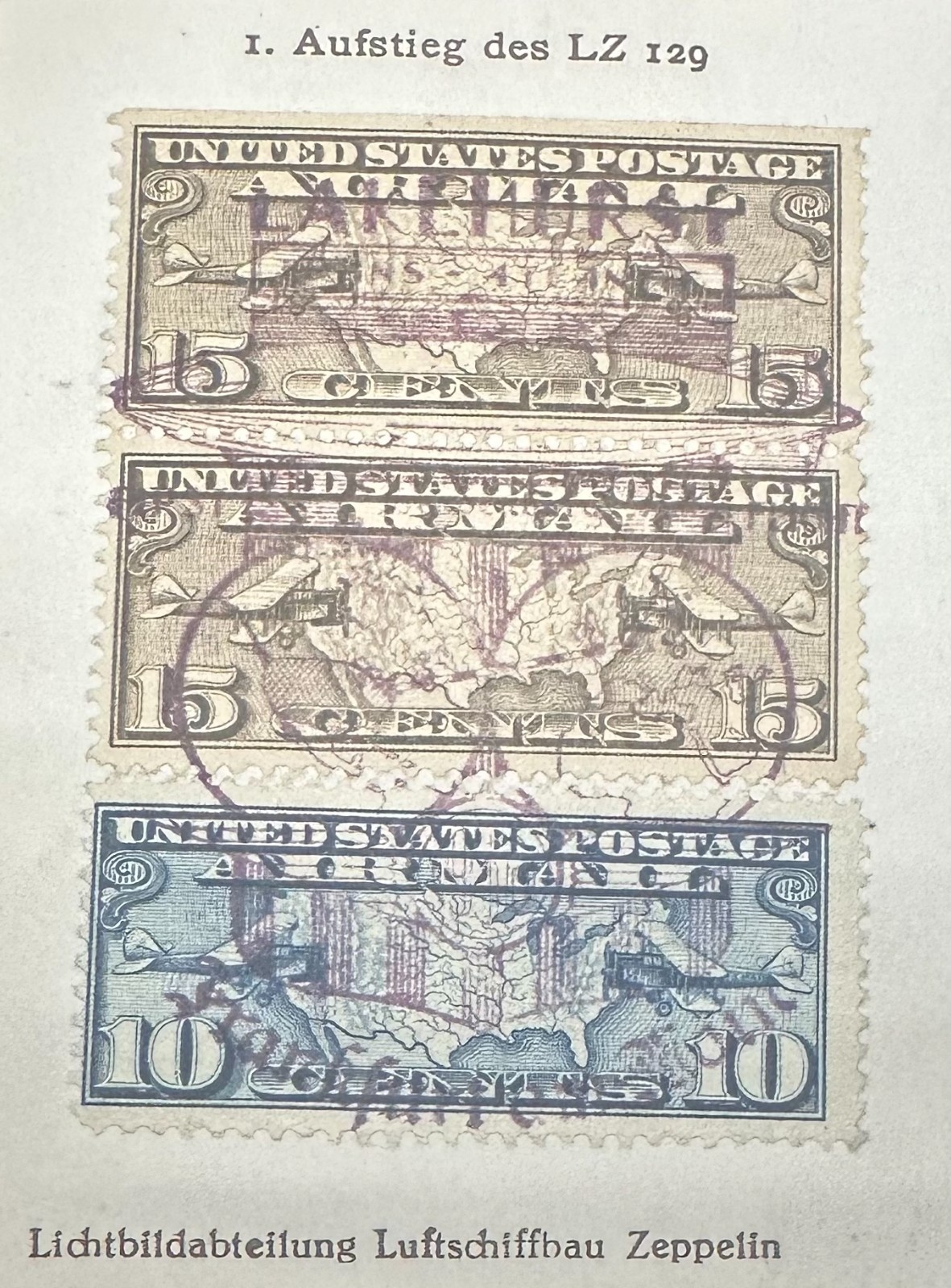 1936 Hindenburg LZ129 First Return Flight RPPC Postcard Lakehurst to Frankfurt