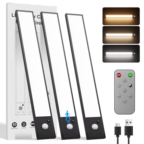 12inch Rechargeable Under Cabinet Lighting,56 LED -3 Color& 7 3PACK-12INCH