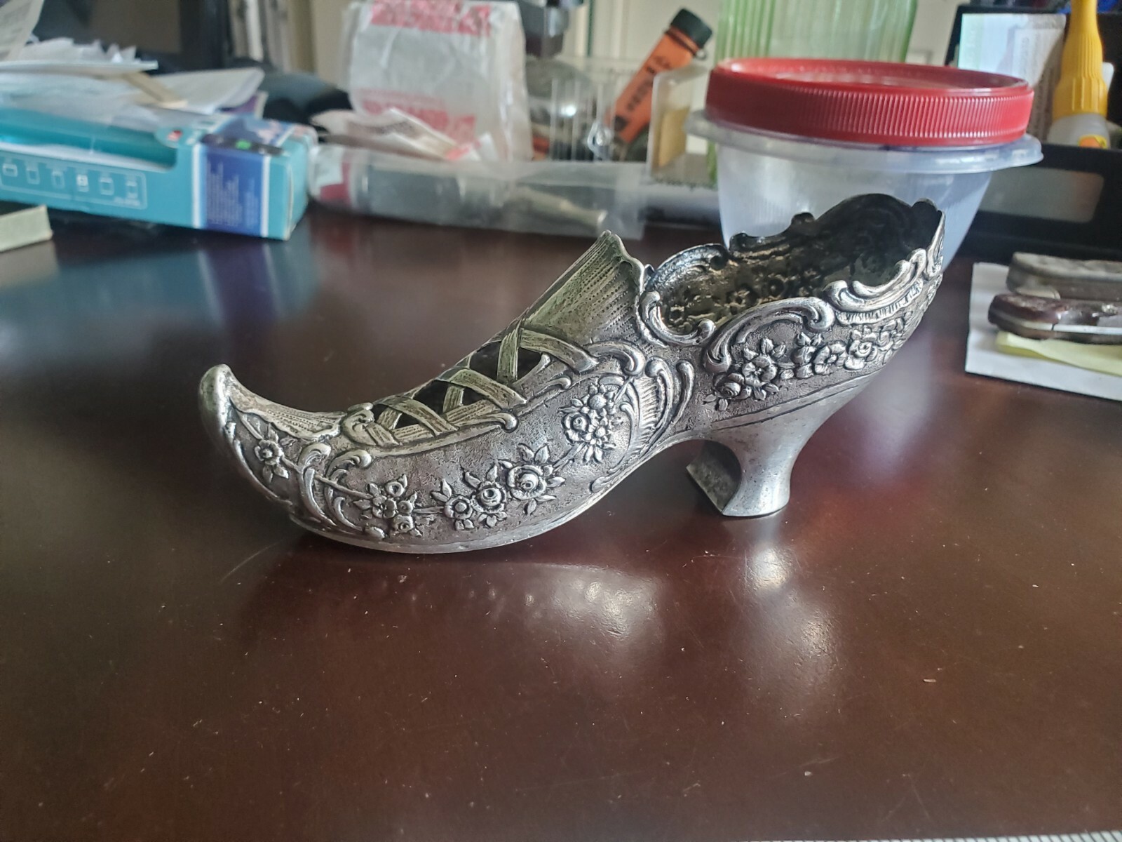 RARE ANTIQUE VICTORIAN SOLID STERLING SILVER SHOE PIN FIGURINE LONDON