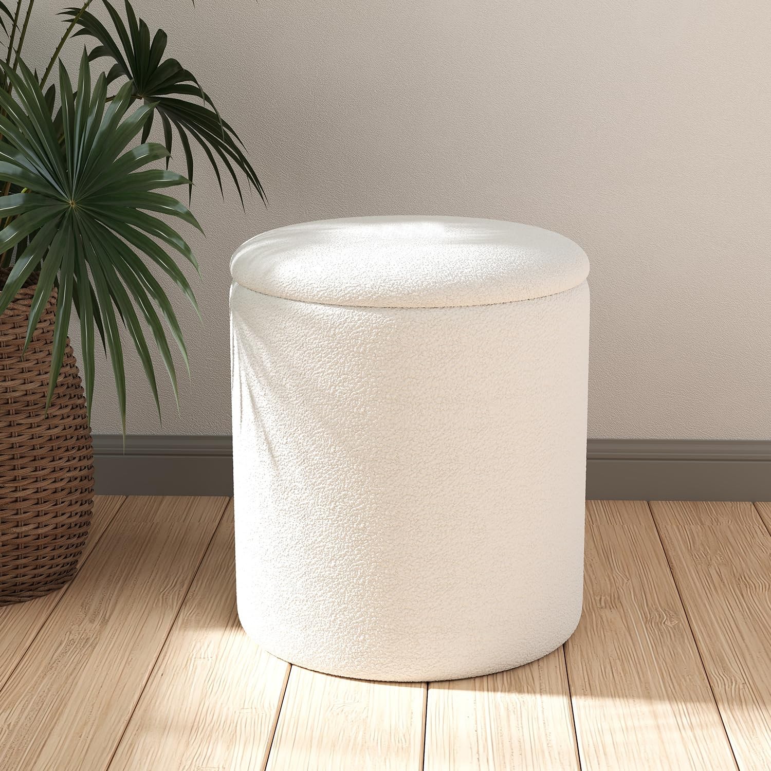 Ottoman Poufs with Storage,Soft Upholstered Vanity Stool,Multifunctional Otto...