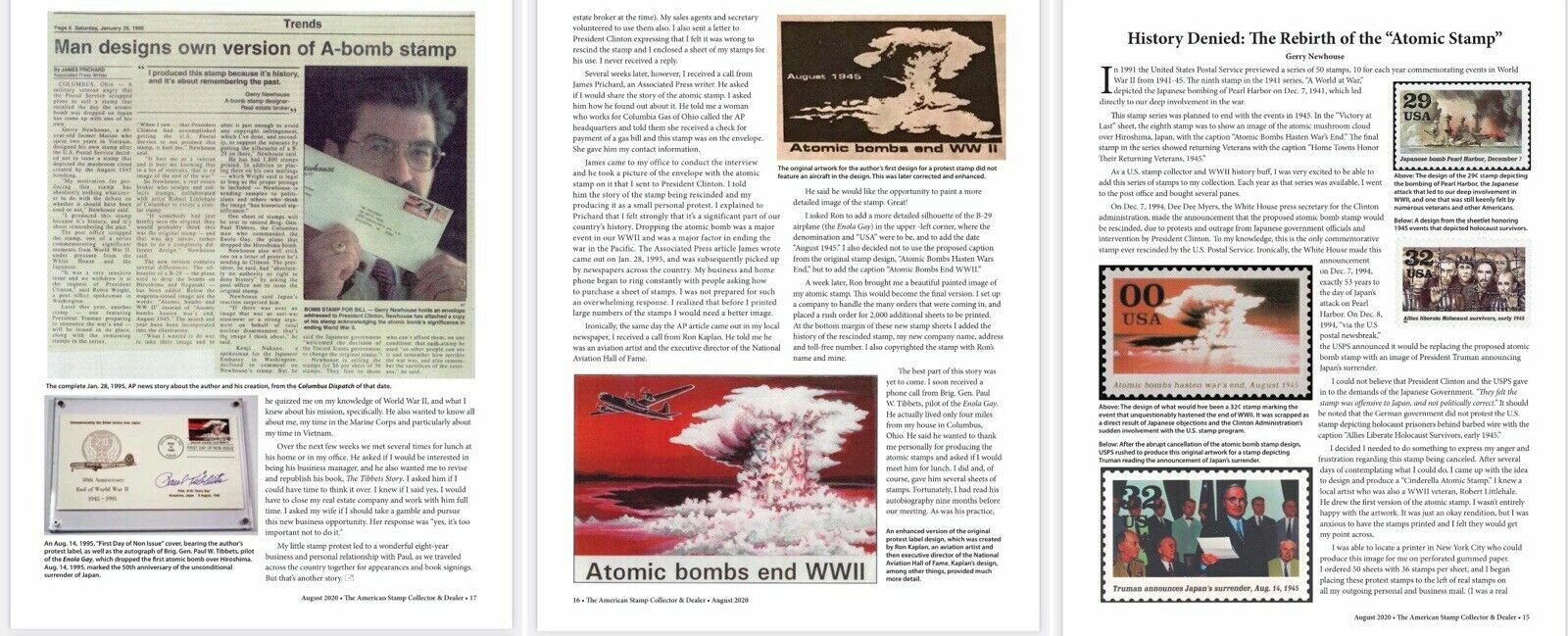ATOMIC BOMBS END WWII - RESCINDED 1995 "STAMPS" - 4 DIFF TYPES (COMPLETE SET)
