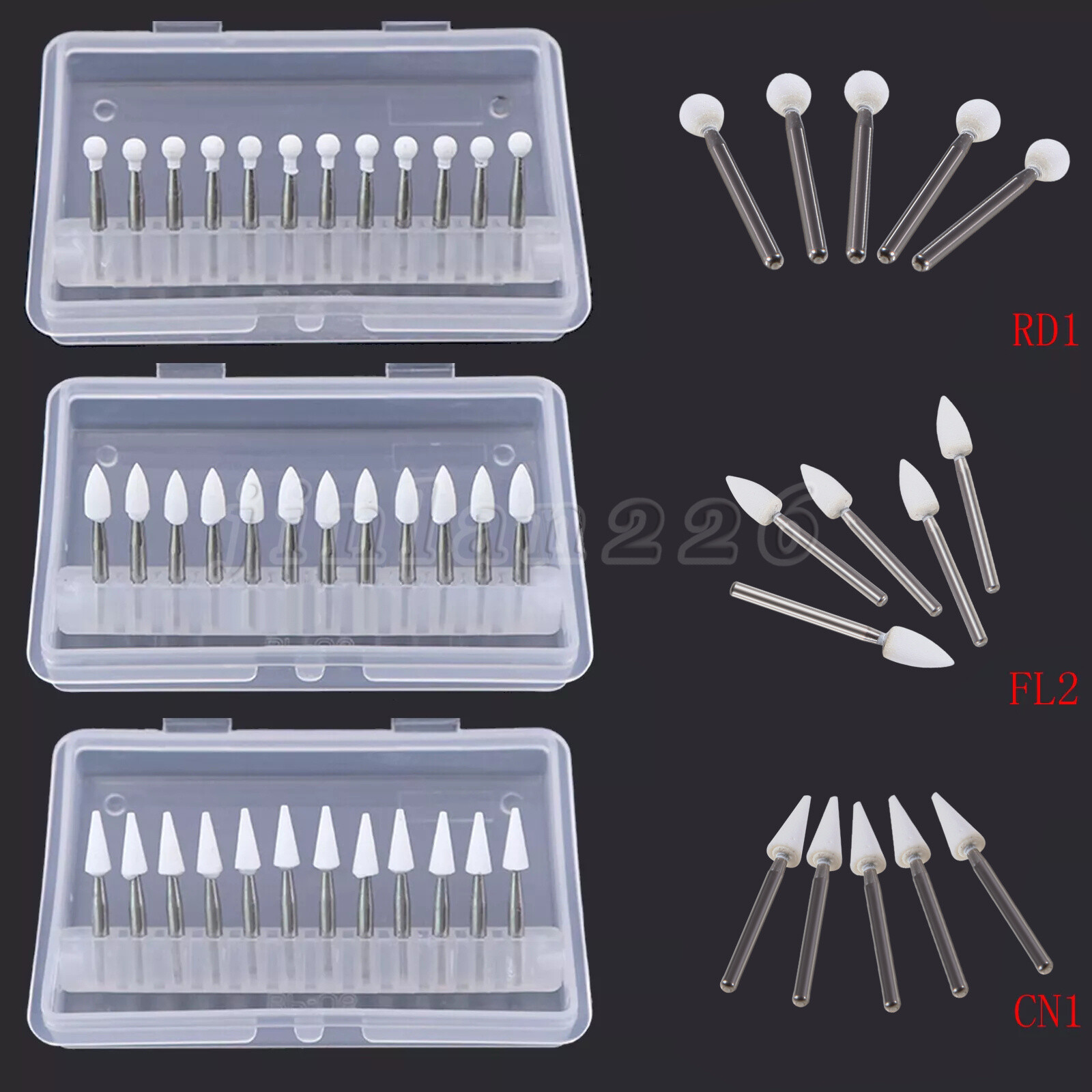 Dental White Stone Porcelain Resin Polishing Burs FG /Composite Finishing Burs