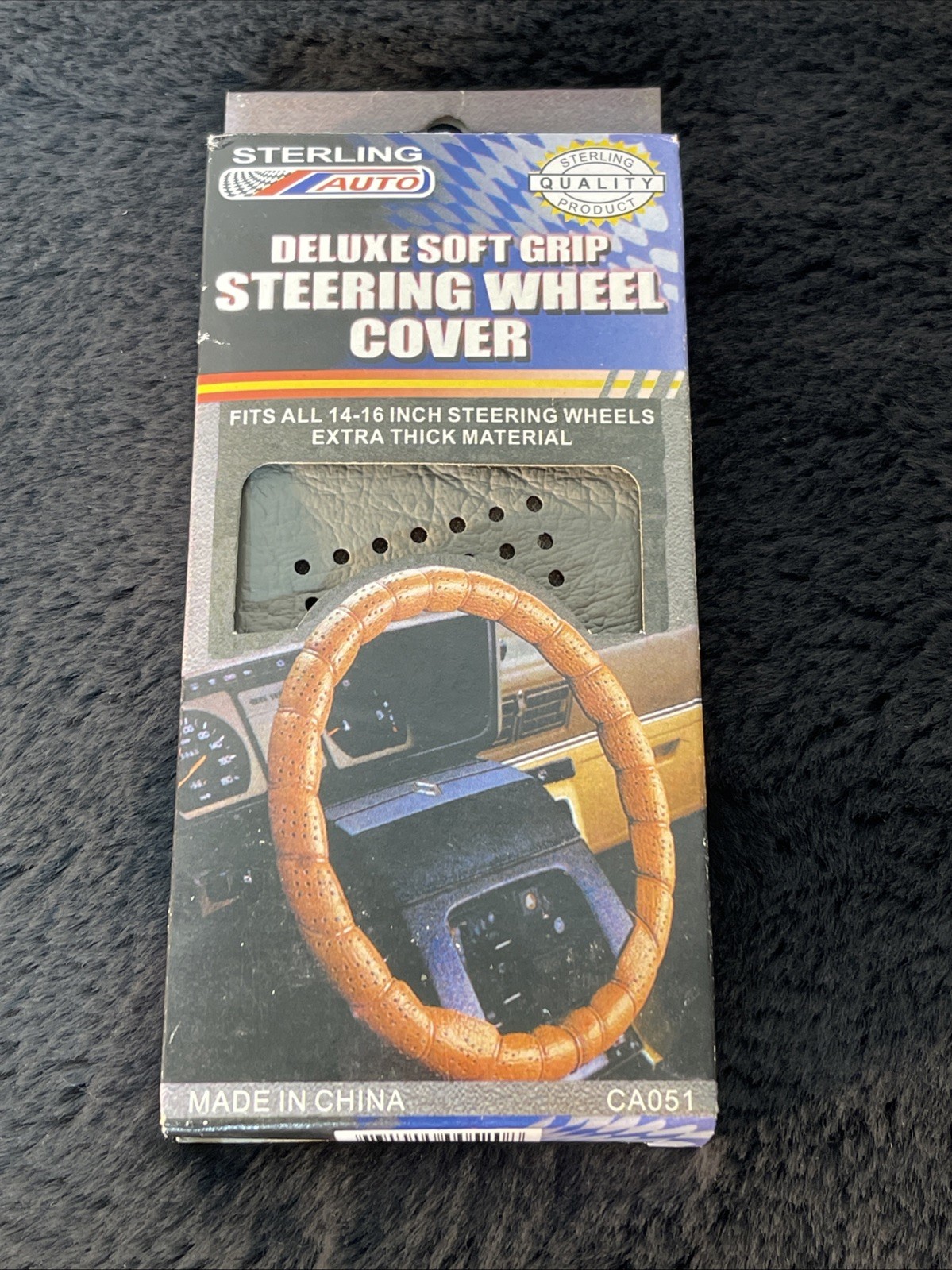 80s Steering Wheel Deluxe Soft Grip Cover Lace Up Gray Vinyl Wrap Leather Look