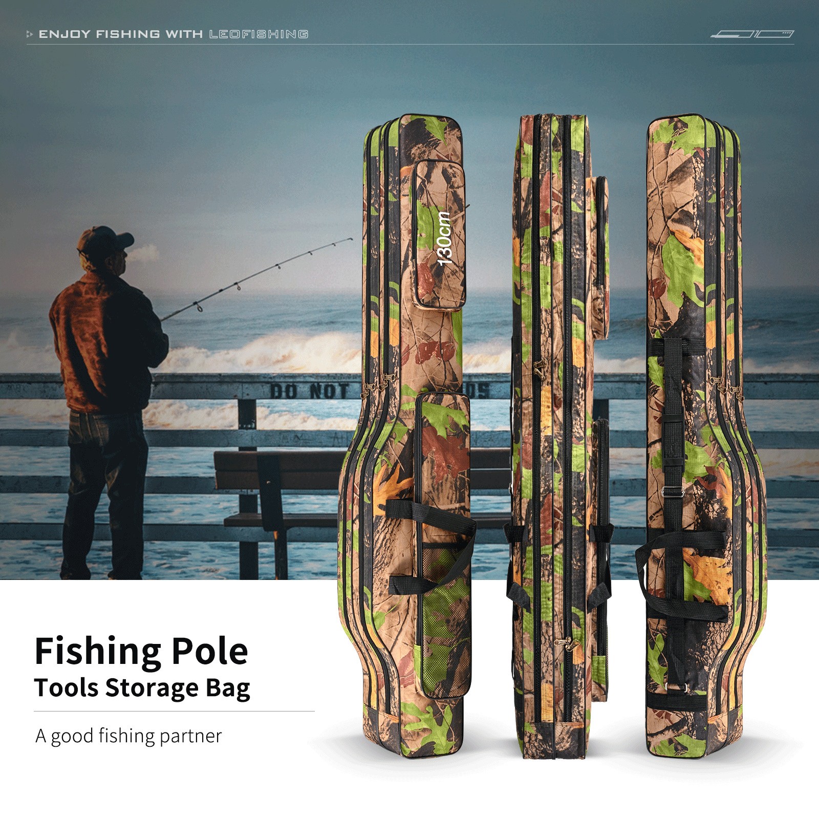 Fishing Rod Case - 3 Layers Fishing Pole Bag Portable Carry Storage Case 130cm