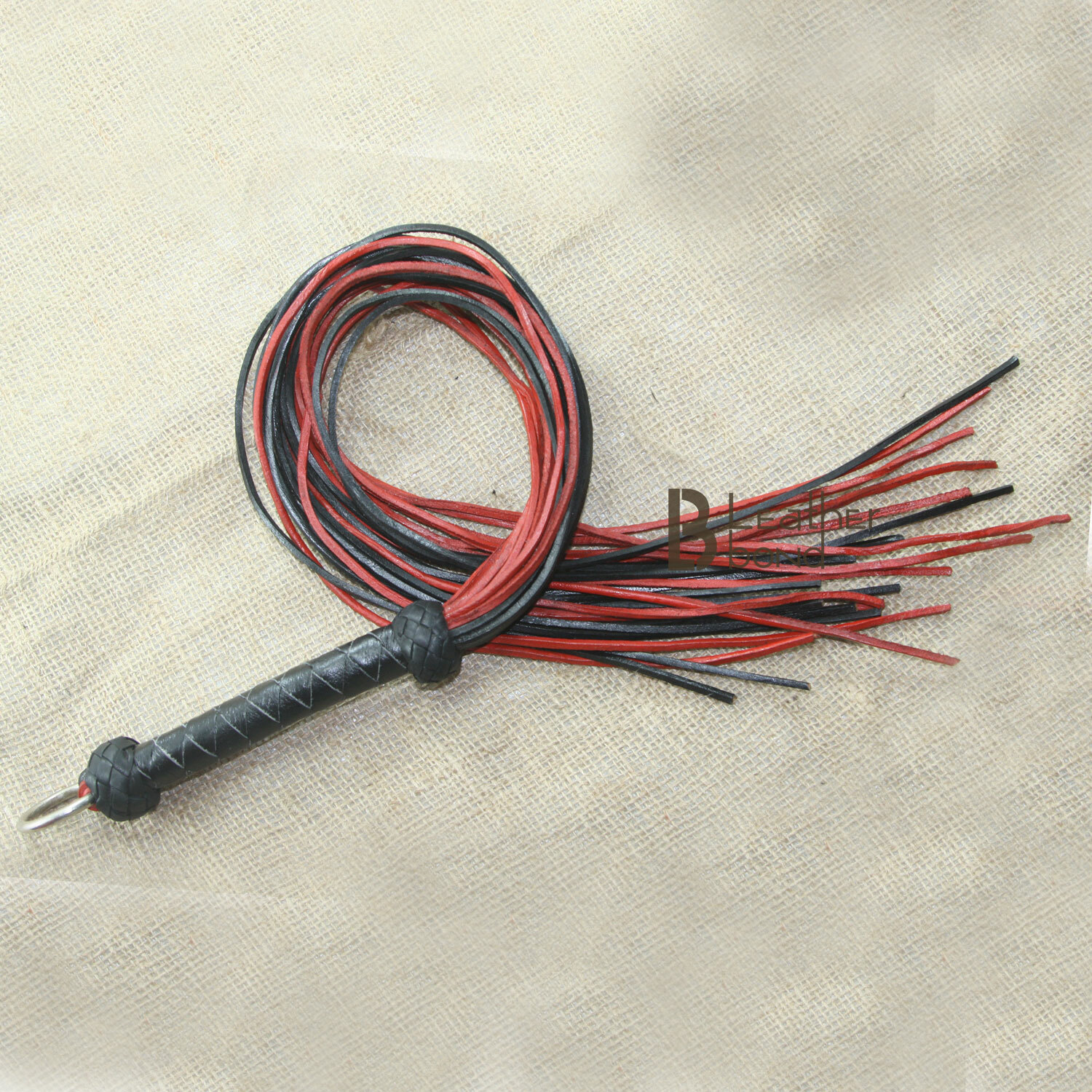Real Genuine Cow Hide Leather Lace Flogger 25 Falls Red Black Stingy Falls
