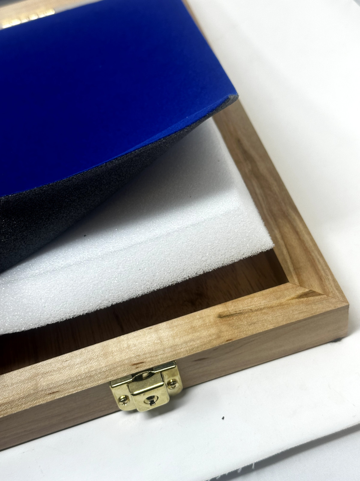 Maple Wood Display Case 12 X 9.5 X 2”with Blue Liner for Arrowheads Knives Coins