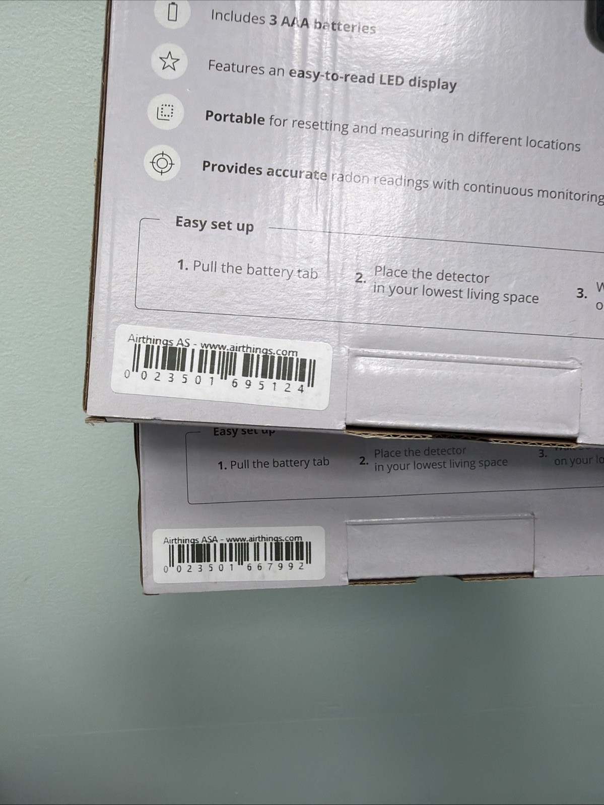 Airthings Battery Operated Digital Radon Detector 2350