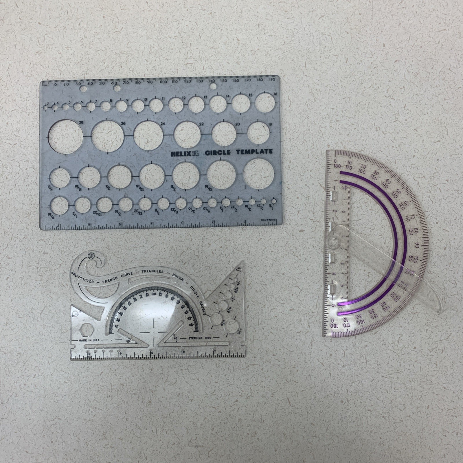 Vintage Sterling Helix Fiskars Circle Template Designs French Curve Protractor