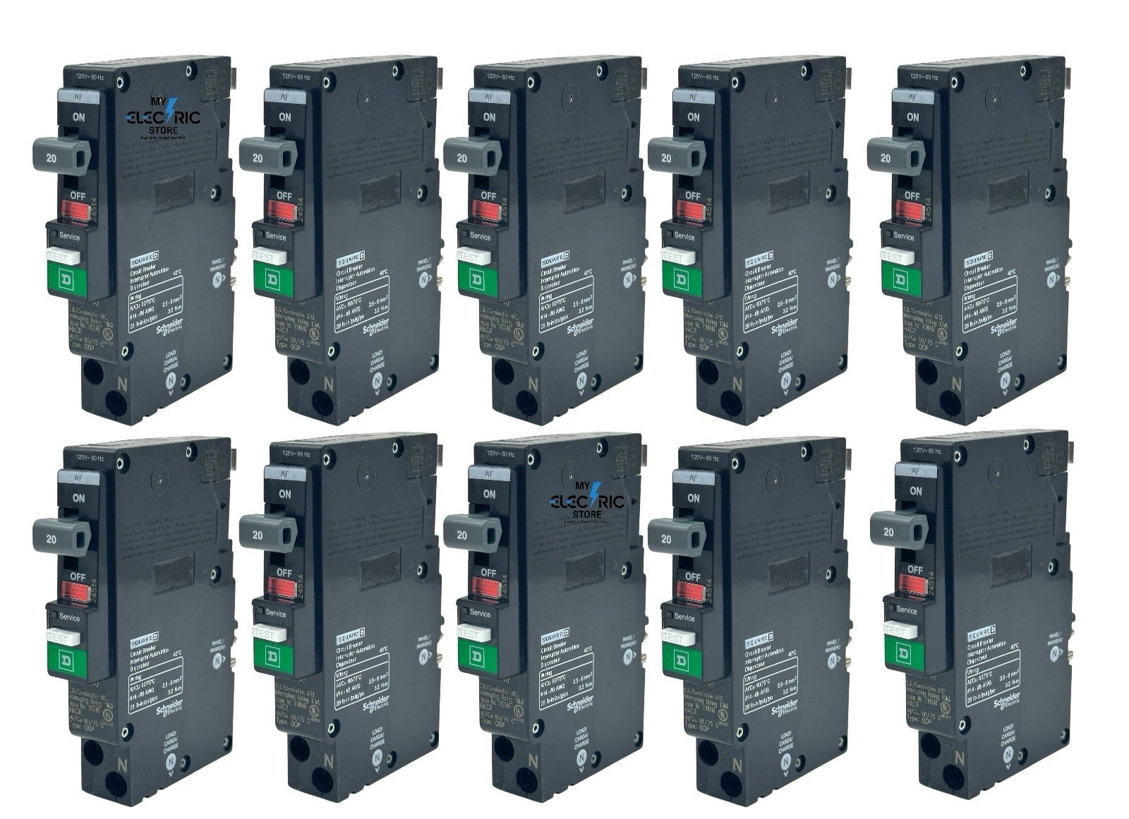 10 PCS -Square D QO120PAF-QO120PCAFI- Arc-fault Circuit Breaker 120v 20A 1P NEW