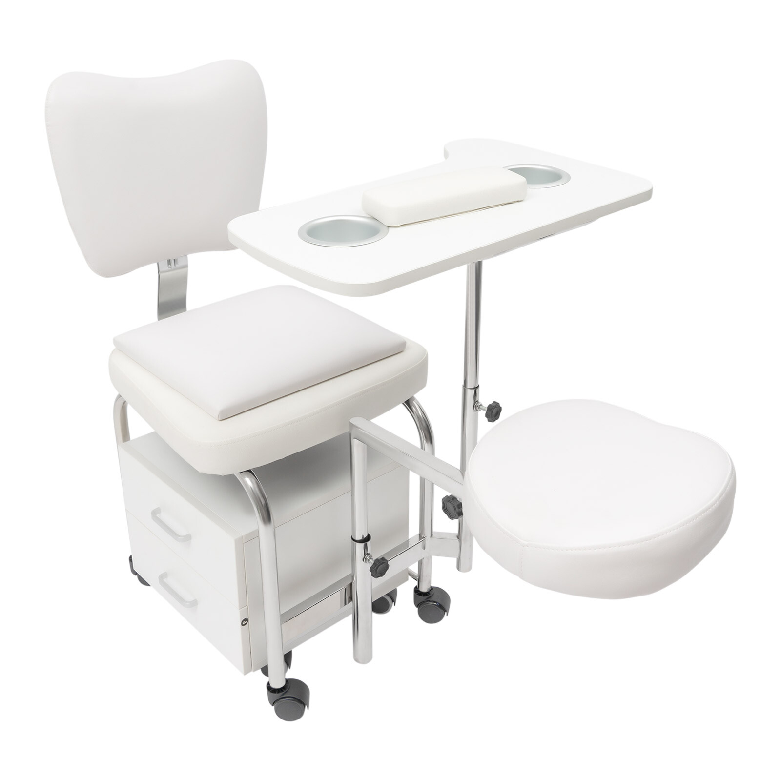 Manicure Pedicure Chair Nail Table Trolley, Adjustable Nail Desk Workstation