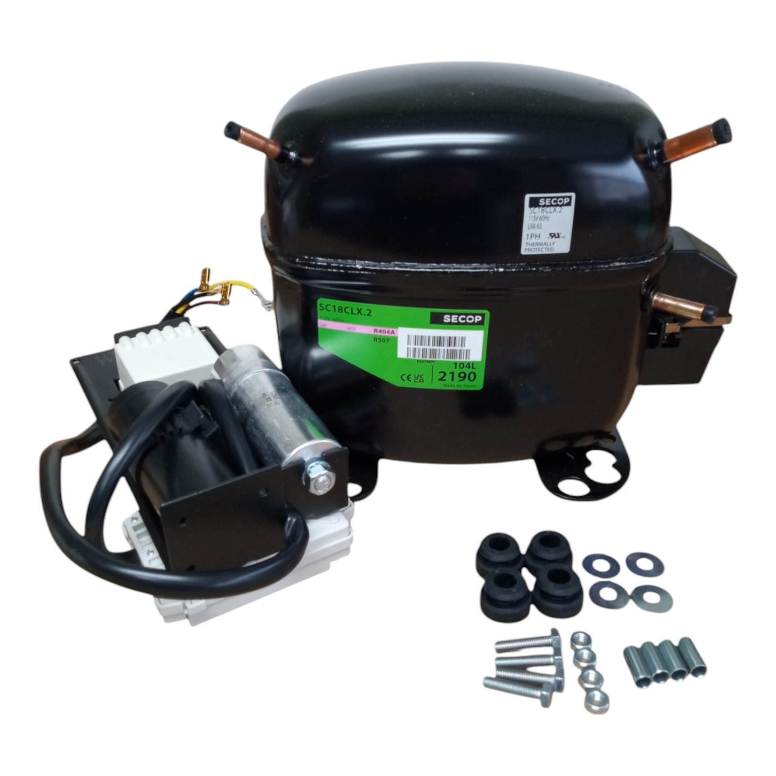 Secop SC18CLX-2 R404a Hermetic Refrigeration Compressor 3671 BTU LBP 115V 3/4HP