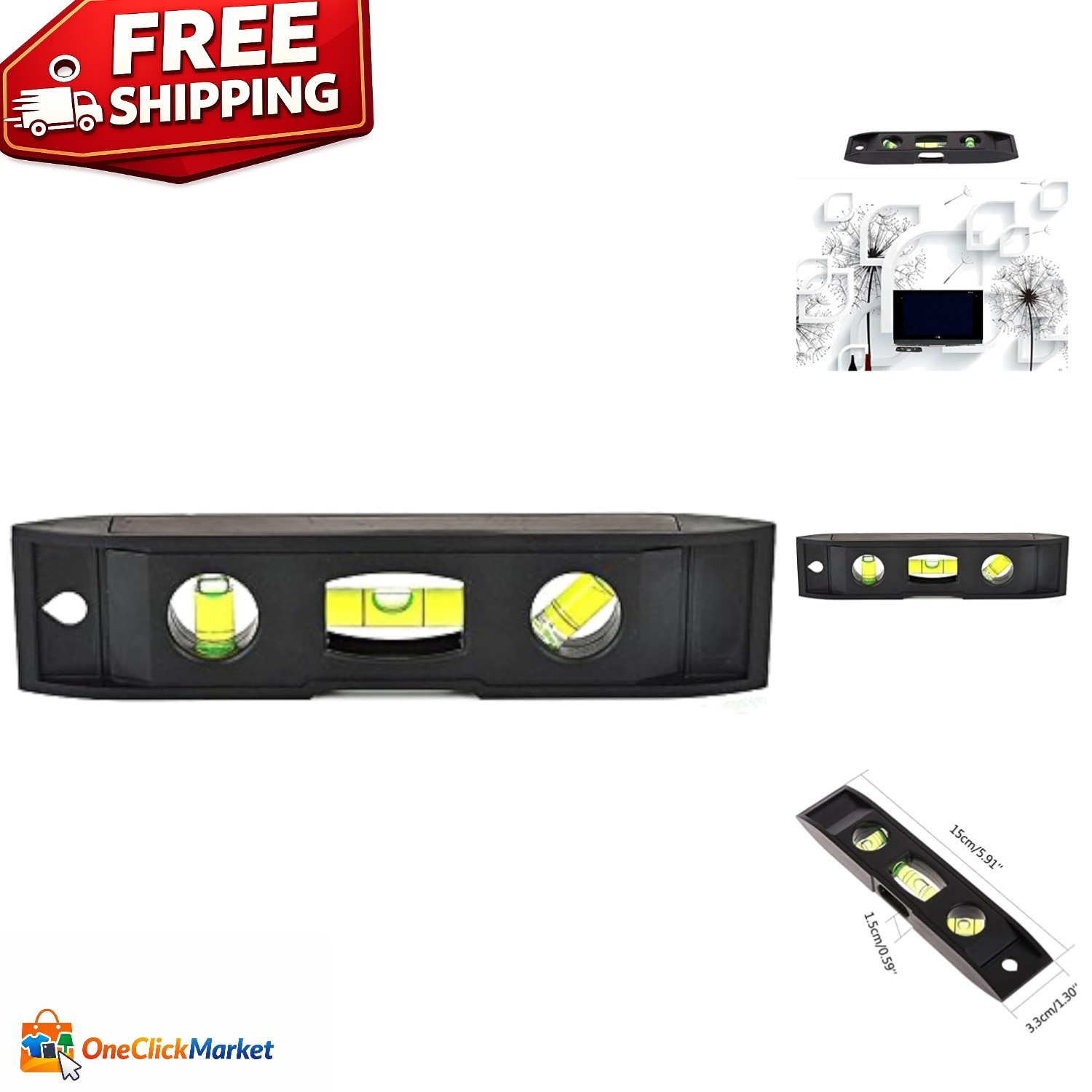 6 Inch Magnetic Torpedo Level with 3 Bubble Vials for Precise Measurements