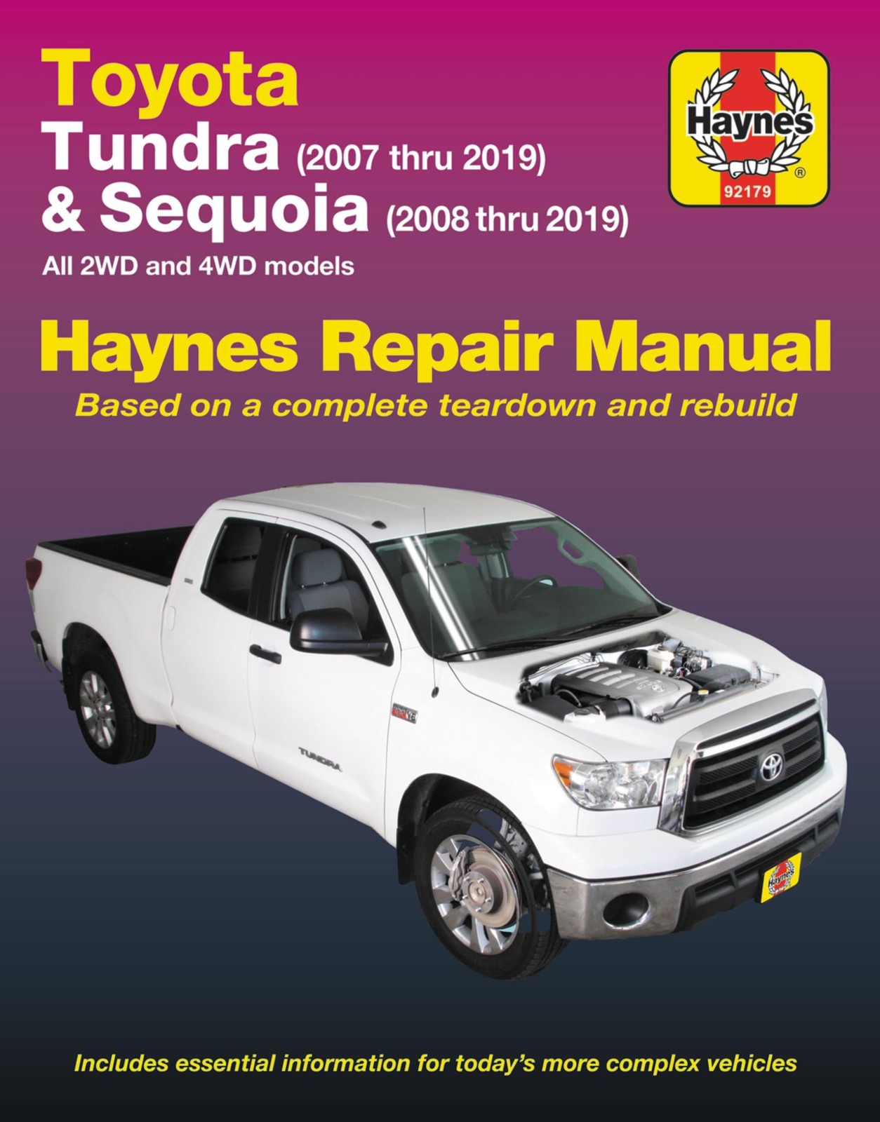 Toyota Tundra Sequoia Shop Service Repair Manual 2WD 4WD 2007-19 Haynes