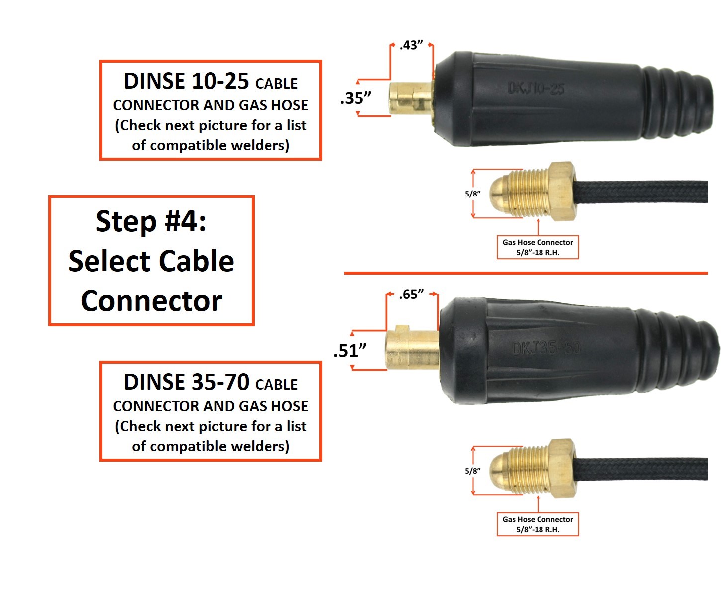 WP Series - Air Cooled TIG Torch with Valve - 2-Piece Cable with Dinse Connector