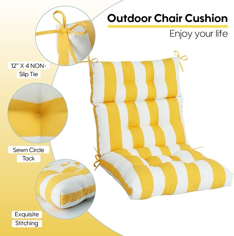Only choice High Back Adirondack Chair Cushion Set of 2-44”x 22”x 4” Waterproof