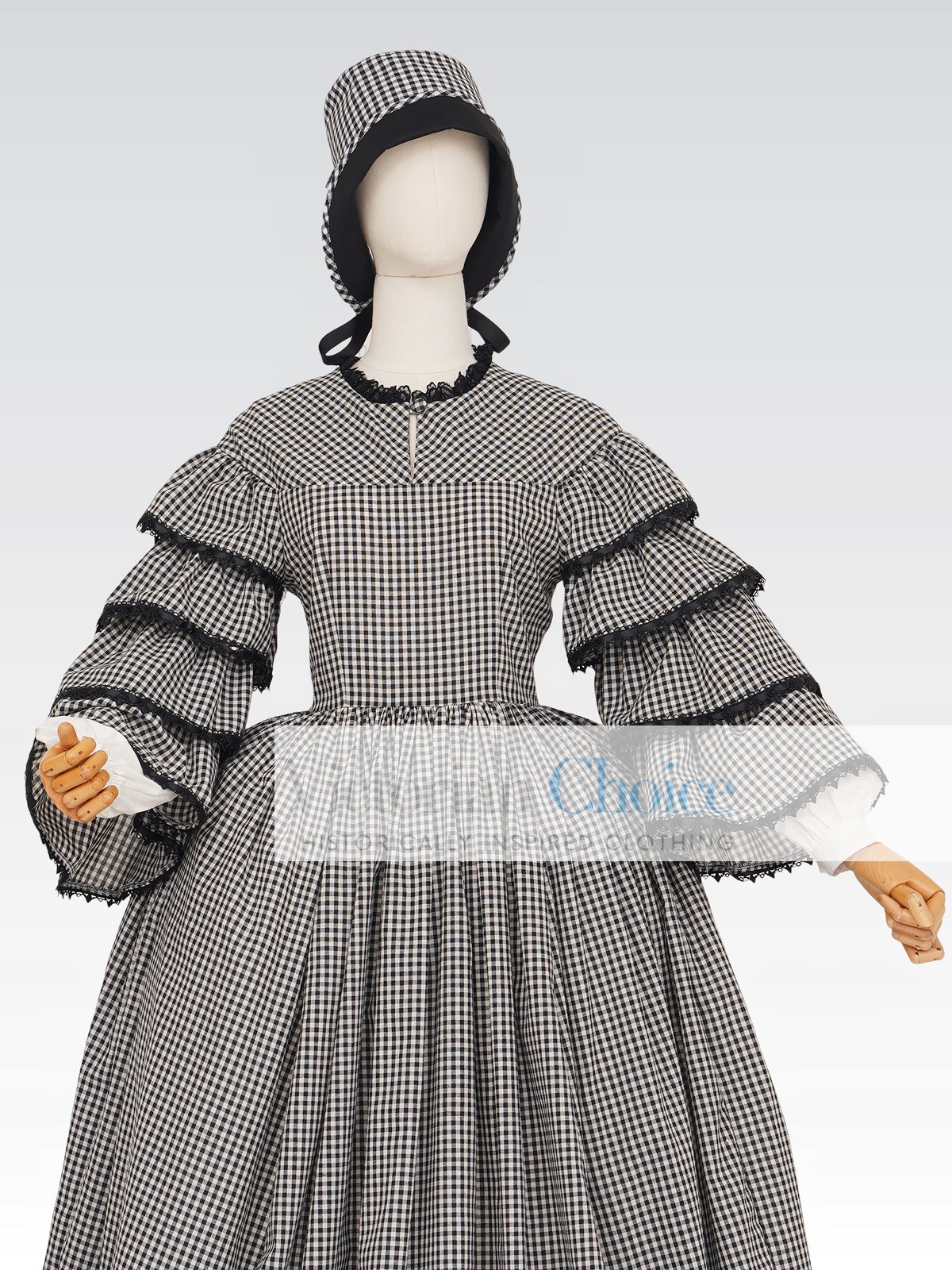 Victorian Dickens Plaid Dress Civil War 1850s 1860s Frontier Women Theater 260