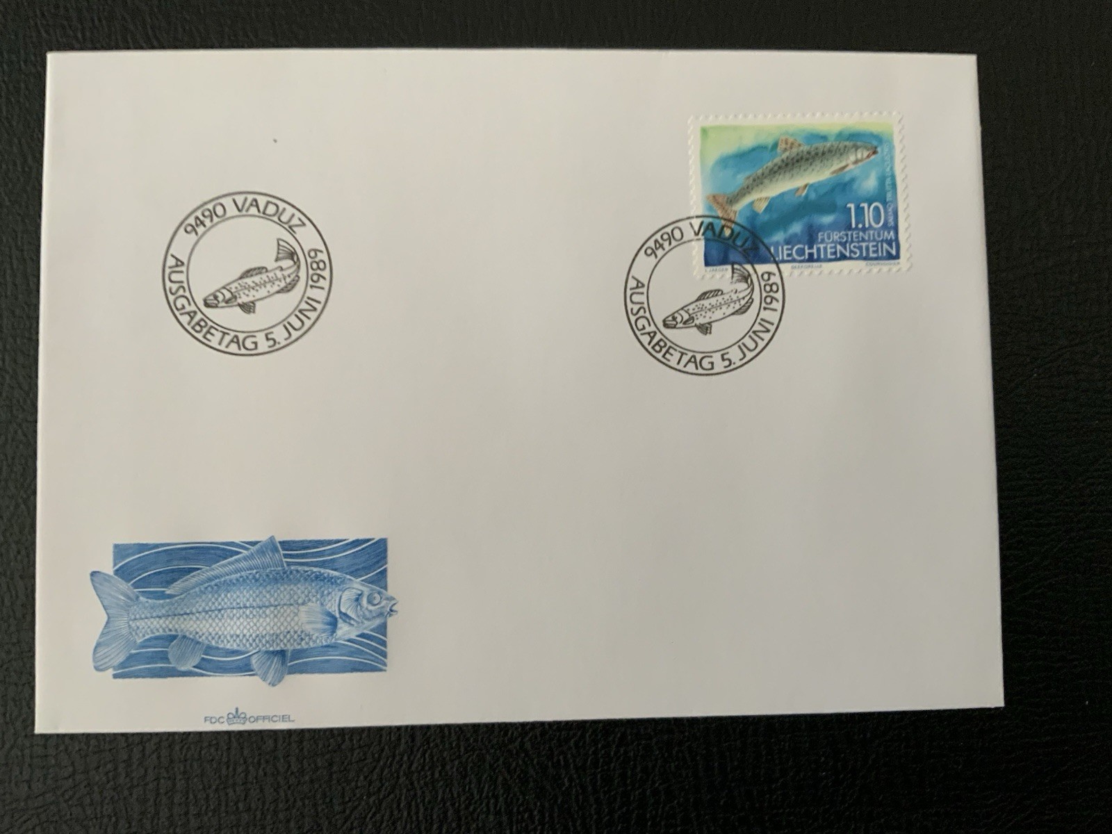 Liechtenstein 1989 #904-906 Fish - 4 FDCs