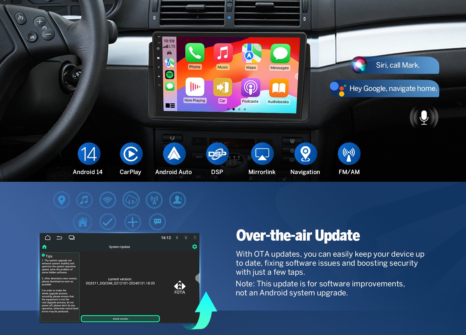 CAM+OBD+9 inch IPS Android Auto for BMW E46 325i Car Stereo Radio Apple CarPlay