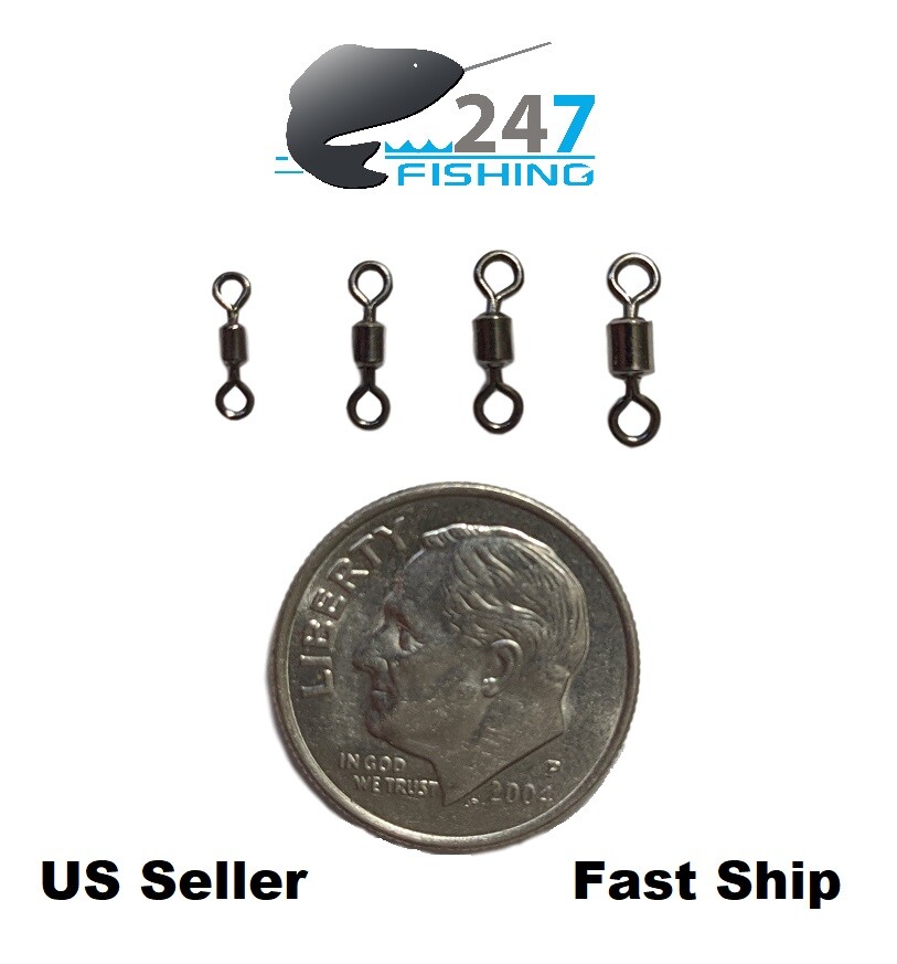 Micro Mini Rolling Barrel Swivels Extra Small #8 #10 #12 #14 Black 40pcs