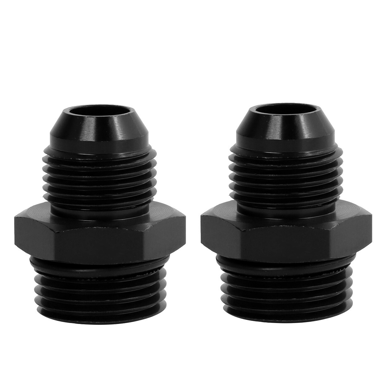 LokoCar Flare ORB 8AN to 6AN Male Fuel Rail Adapter Fitting Black 2PCS