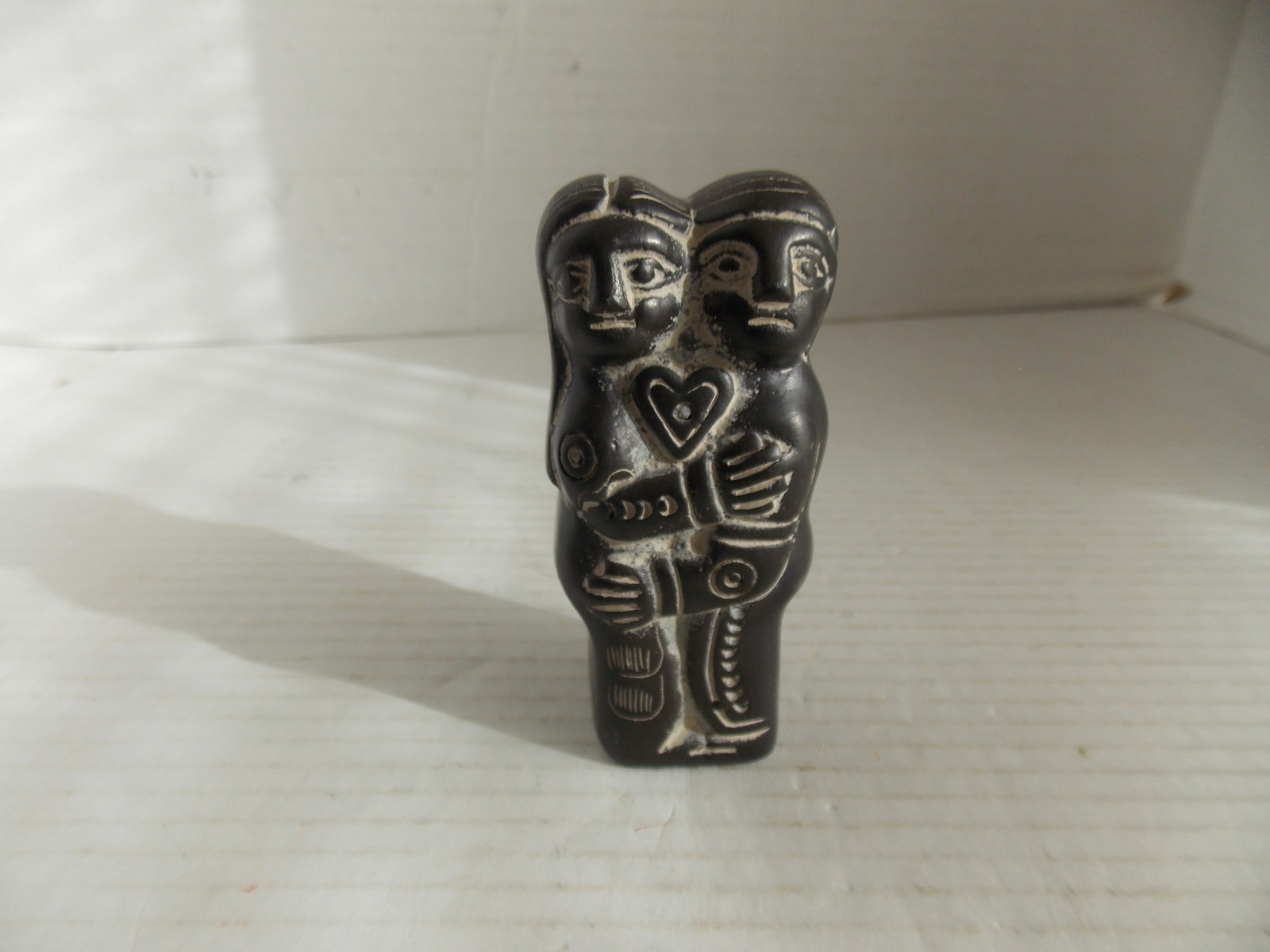 Fertility Goddess Idol man woman black clay couple love luck marriage 4"