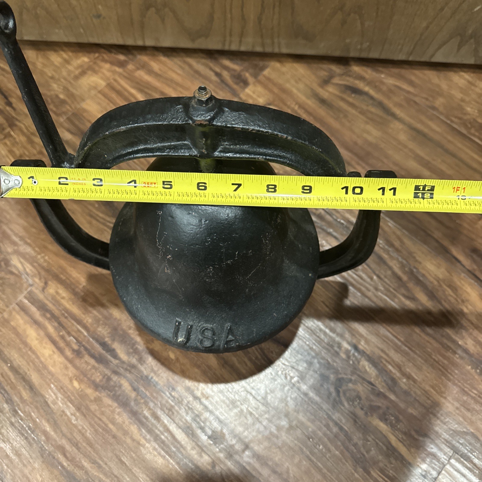 Antique Cast Iron USA Farm School Dinner Church Bell With Yoke 8.5” inches