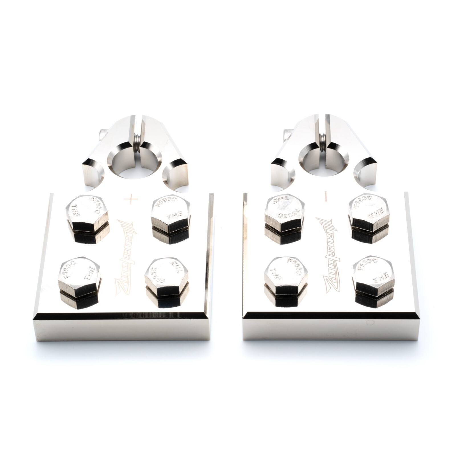 Pair ILL Customz 4 Spot Flat Lug Battery Terminal SAE Top Post Clamp