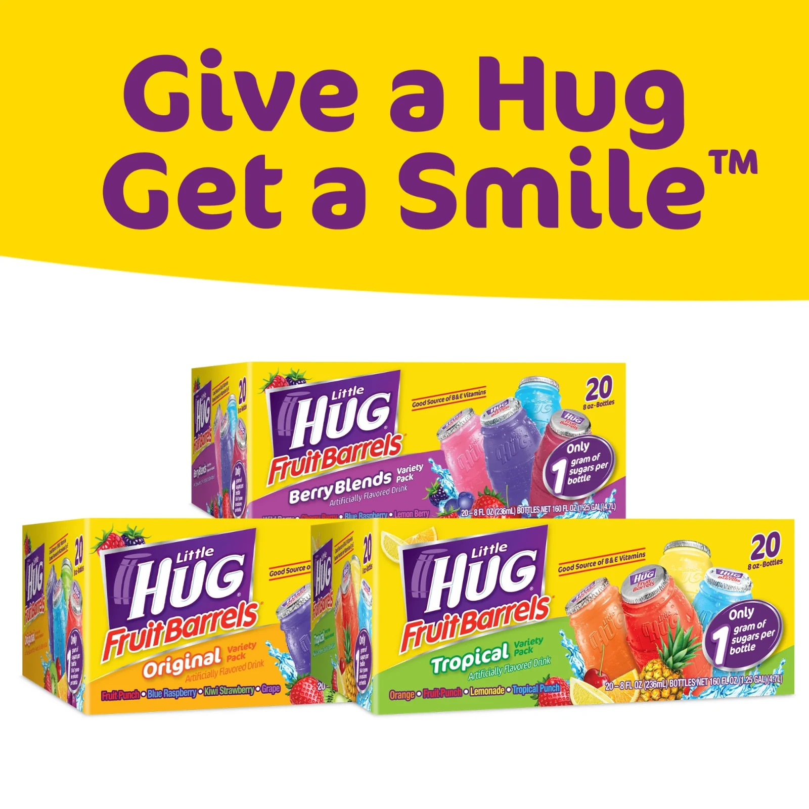 Little HUG Fruit Barrels Kids Drinks Variety Pack, 8 fl oz, 40 Count
