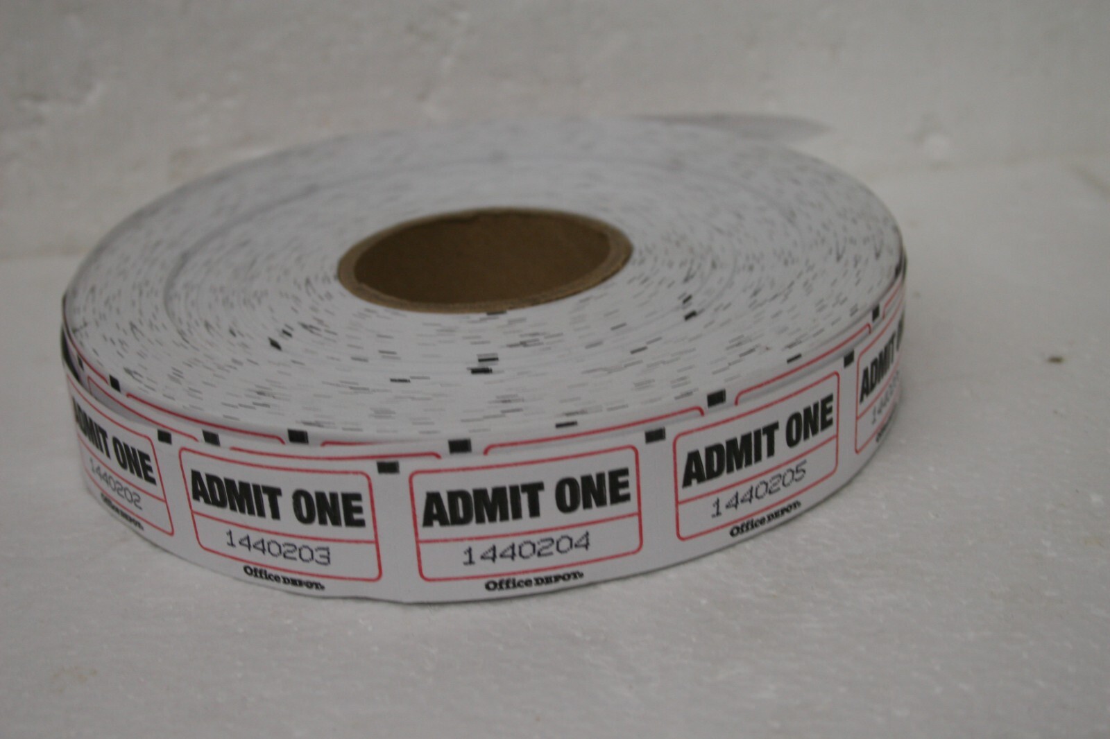 White Numbered Admit One Tickets Carnival Fun Fair Festival Raffle about 1000 ct
